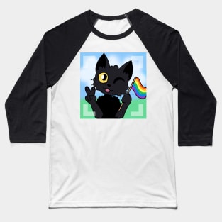 black cat rainbow pride flag pride flag rainbow flag furry furry designs cute peace peace sign anthropomorphic lgbtq lgbt gay queer Baseball T-Shirt